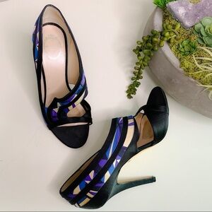 Vintage Emilio Pucci Abstract classic print Open Toe High Heel Stiletto heels 7